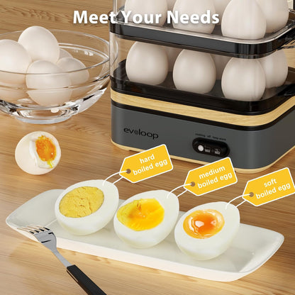 Rapid Egg Cooker Electric 12 Eggs Capacity, Soft, Medium, Hard Boiled, Poached, Omelet Maker Egg Poacher & Vegetable Steamer, BPA Free Tray(Grey)